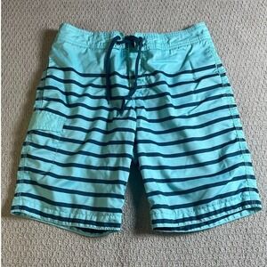Old Navy Striped Board Shorts Swim Trunks Teal Blue Mens‎ M